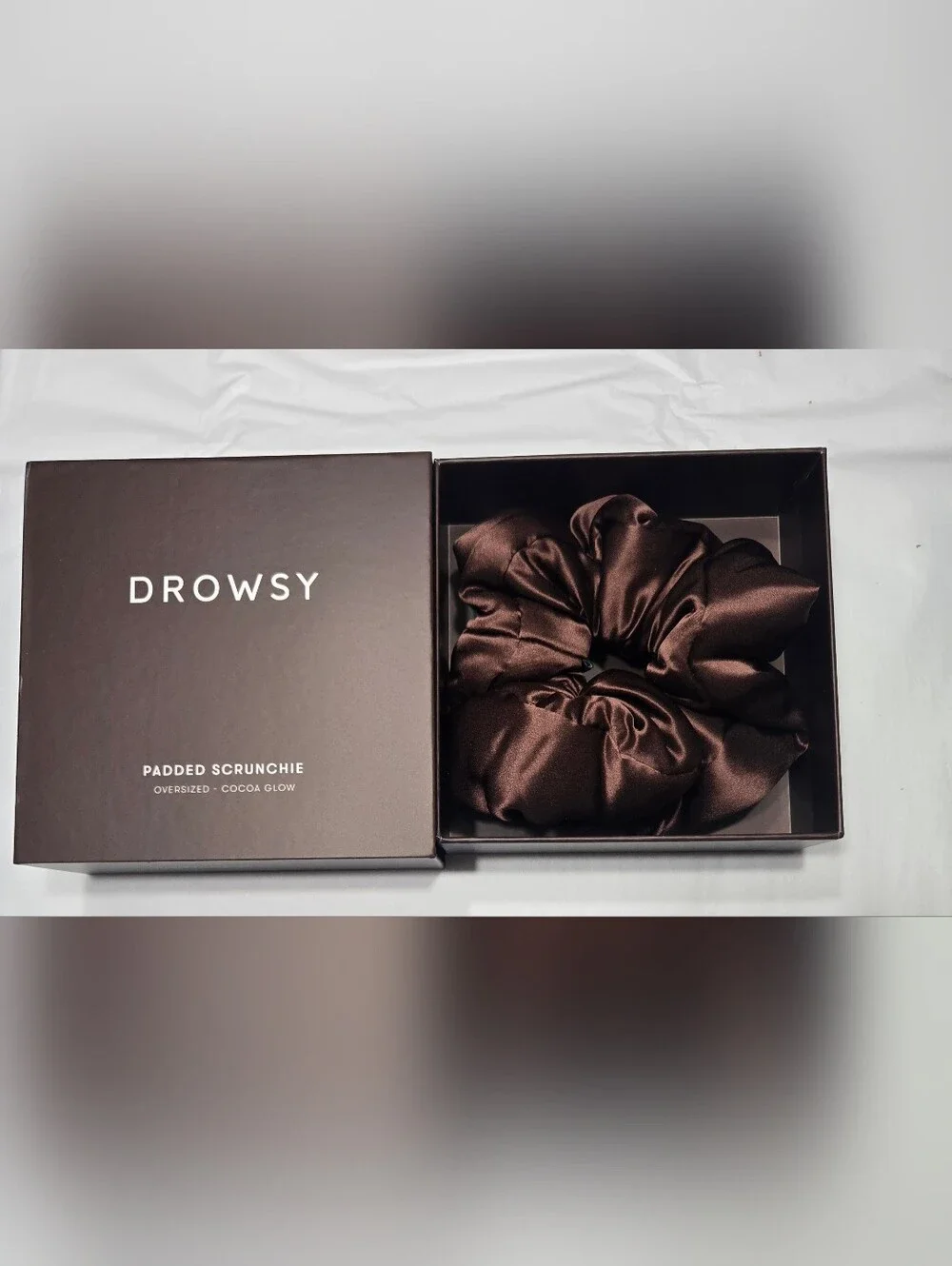 Drowsy Silk Padded Scrunchie in Cocoa Glow